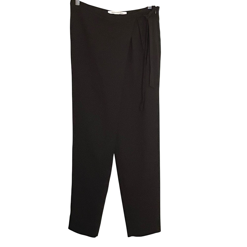 Diane von Furstenberg Black Wrap Front Tie Tapered Pants Size 4 High Rise DVF